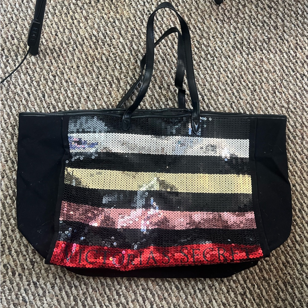 Victoria’s Secret Tote Bag with Sequin Stripes